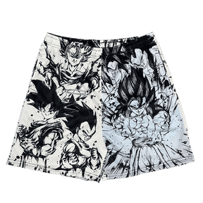 BLACK&WHITE GOKU MESH SHORTS-8665