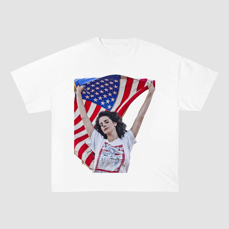 LANA DEL REY AMERICAN FLAG OVERSIZED HEAVYWEIGHT COTTON TEE-60057