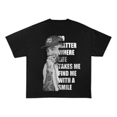 MAC MILLER WITH A SMILE QUOTE OVERSIZED HEAVYWEIGHT COTTON TEE-60037