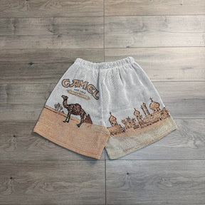 CAMEL TAPESTRY SHORTS