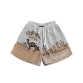 CAMEL TAPESTRY SHORTS