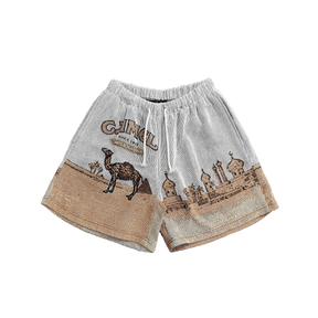 CAMEL TAPESTRY SHORTS