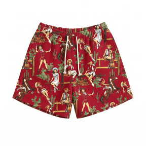 RED COWGIRL TAPESTRY SHORTS