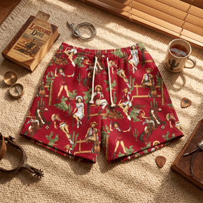RED COWGIRL TAPESTRY SHORTS