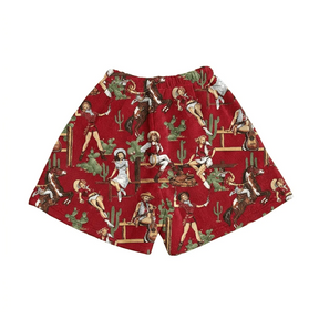 RED COWGIRL TAPESTRY SHORTS
