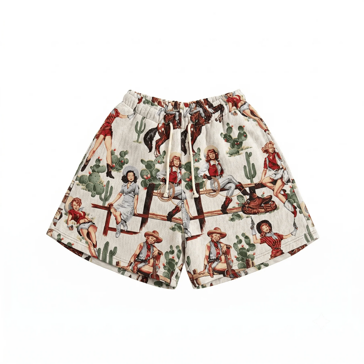 WHITE COWGIRL TAPESTRY SHORTS