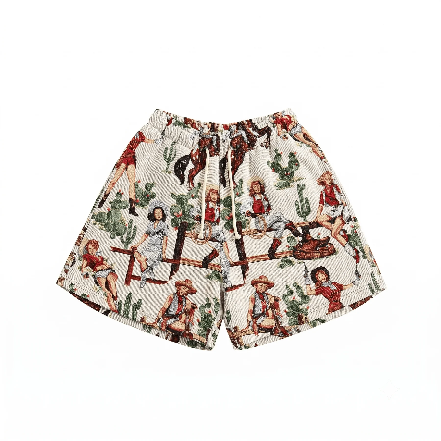 WHITE COWGIRL TAPESTRY SHORTS
