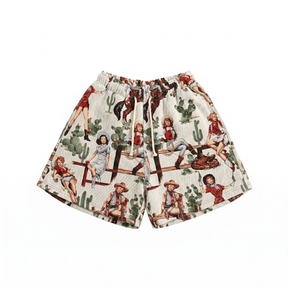 WHITE COWGIRL TAPESTRY SHORTS