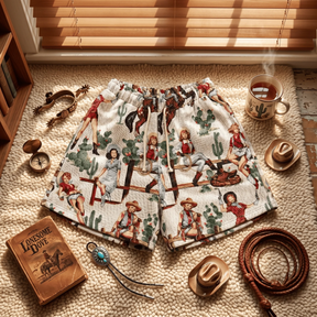WHITE COWGIRL TAPESTRY SHORTS