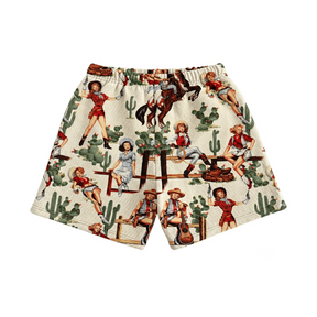 WHITE COWGIRL TAPESTRY SHORTS