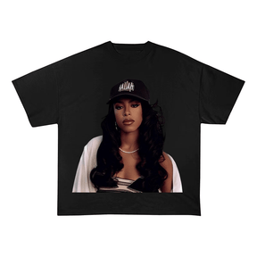 RDMCLOTHINGART S / BLACK TEE tapestry hoodie AALIYAH OVERSIZED HEAVYWEIGHT COTTON TEE-60023