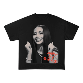 RDMCLOTHINGART S / BLACK TEE tapestry hoodie Mariah the Scientist Portrait Oversized Heavyweight Cotton Tee-60022 | R&B Hip Hop Fan Merch