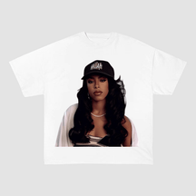 RDMCLOTHINGART S / WHITE TEE tapestry hoodie AALIYAH OVERSIZED HEAVYWEIGHT COTTON TEE-60023