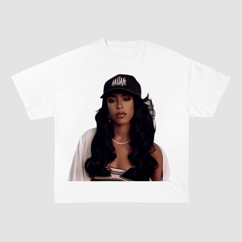 RDMCLOTHINGART S / WHITE TEE tapestry hoodie AALIYAH OVERSIZED HEAVYWEIGHT COTTON TEE-60023