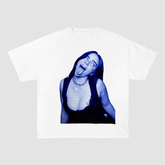 RDMCLOTHINGART S / WHITE TEE tapestry hoodie BILLIE EILISH BLUE OVERSIZED HEAVYWEIGHT COTTON TEE-60026