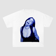RDMCLOTHINGART S / WHITE TEE tapestry hoodie BILLIE EILISH BLUE OVERSIZED HEAVYWEIGHT COTTON TEE-60026