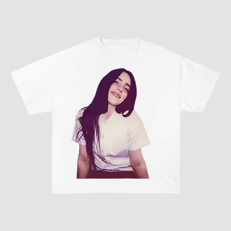 RDMCLOTHINGART S / WHITE TEE tapestry hoodie BILLIE EILISH PURPLE HEAVYWEIGHT COTTON TEE-60032