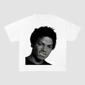 RDMCLOTHINGART S / WHITE TEE tapestry hoodie Webbie Gold Teeth Portrait Oversized Heavyweight Cotton Tee-60018 | Southern Hip Hop Rap Fan Merch
