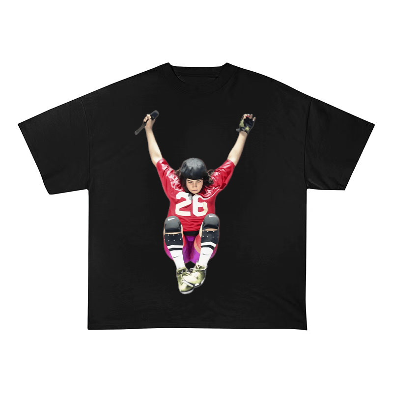 RDMCLOTHINGART tapestry hoodie Billie Eilish Super Bowl 2025 Performance Oversized Heavyweight Cotton Tee-6009