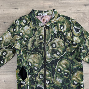 RDMCLOTHINGART tapestry hoodie GREEN SKULL Tapestry JACKET