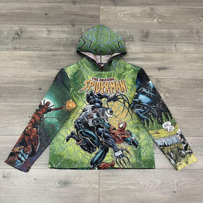 RDMCLOTHINGART tapestry hoodie GREEN SPIDERMAN TAPESTRY