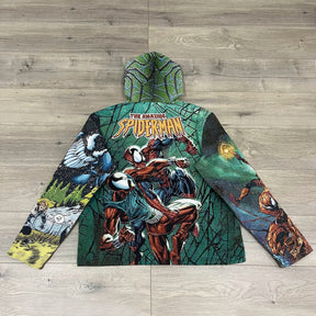 RDMCLOTHINGART tapestry hoodie GREEN SPIDERMAN TAPESTRY