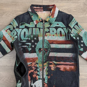 RDMCLOTHINGART tapestry hoodie GREEN YOUNGBOY TAPESTRY TEE-98374