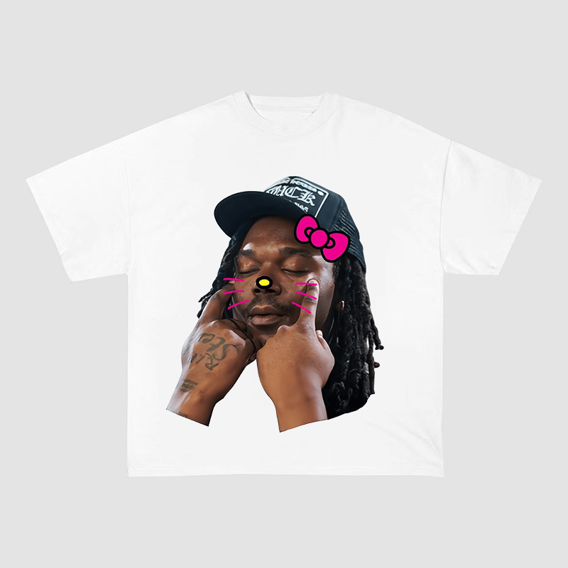 RDMCLOTHINGART tapestry hoodie Kai Cenat Hello Kitty Meme Oversized Heavyweight Cotton Tee-60014 | Hip Hop Streamer Fan Merch