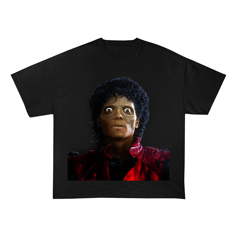 RDMCLOTHINGART tapestry hoodie Michael Jackson Thriller Zombie Portrait Oversized Heavyweight Cotton Tee-6007