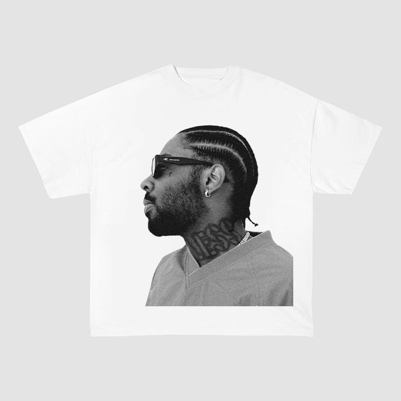 RDMCLOTHINGART tapestry hoodie Pop Smoke Portrait Oversized Heavyweight Cotton Tee-6006