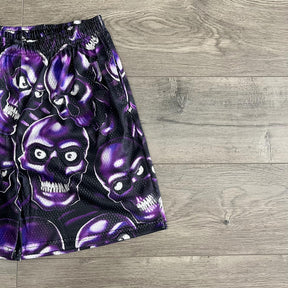 PURPLE SKULL MESH SHORTS-8735 - RDMCLOTHINGART