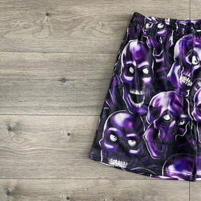 PURPLE SKULL MESH SHORTS-8735 - RDMCLOTHINGART
