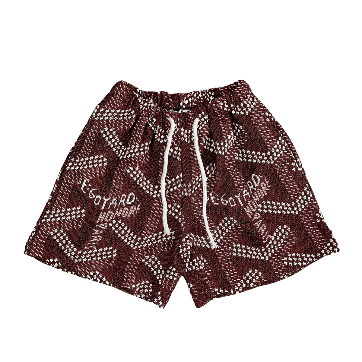 RED GY TAPESTRY SHORTS - RDMCLOTHINGART