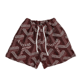 RED GY TAPESTRY SHORTS - RDMCLOTHINGART