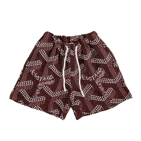 RED GY TAPESTRY SHORTS - RDMCLOTHINGART