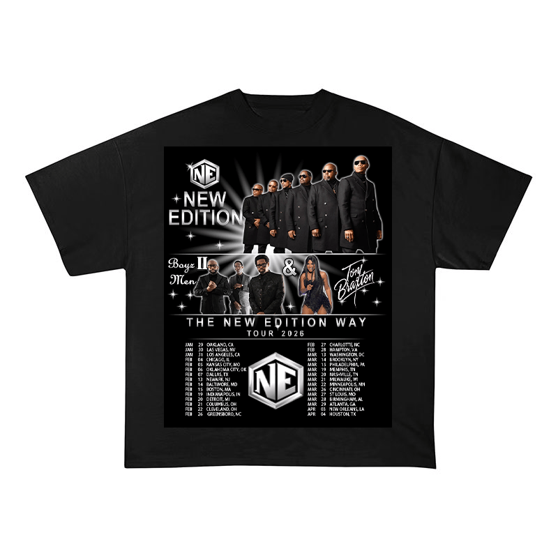 RDMCLOTHINGART tapestry hoodie Retro R&B Concert Merch New Edition 2026 Tour Dates Tee - Boyz II Men & Toni Braxton Oversized Heavyweight Cotton Tee-6002