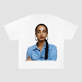 RDMCLOTHINGART tapestry hoodie Sade Portrait Oversized Heavyweight Cotton Tee-60013 | Retro Soul R&B Fan Merch