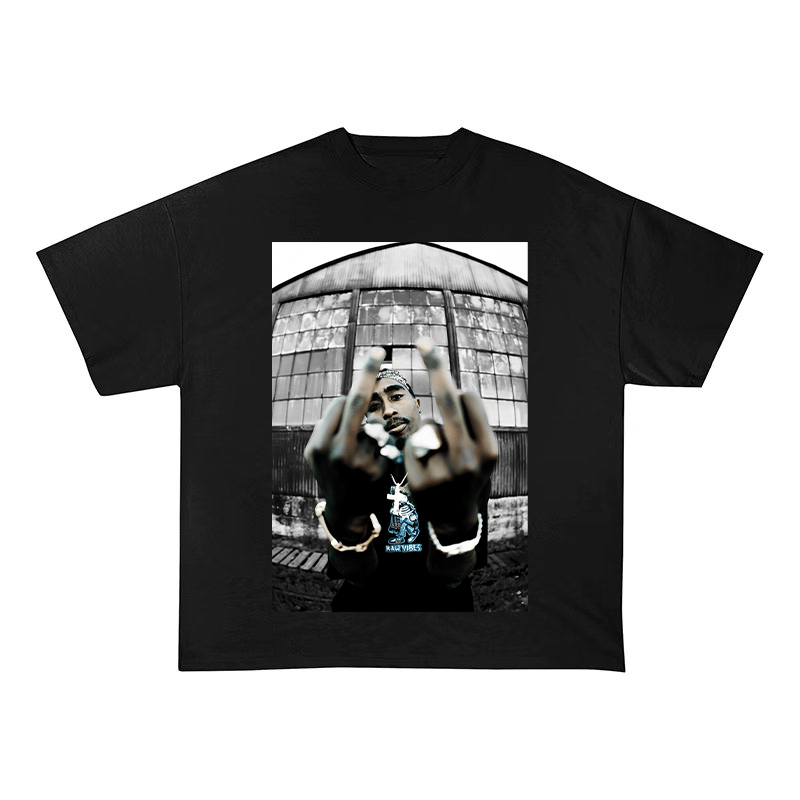 RDMCLOTHINGART tapestry hoodie Tupac Shakur Portrait Oversized Heavyweight Cotton Tee-60015 | 90s Hip Hop Rap Fan Merch