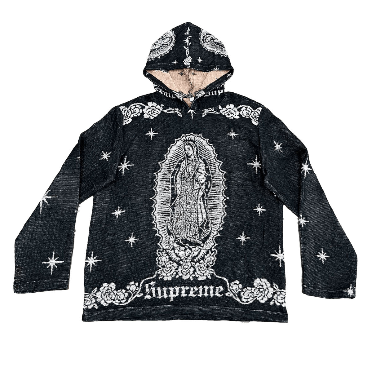 RDMCLOTHINGART tapestry hoodie VIGENCITA BLACK TAPESTRY HOODIE