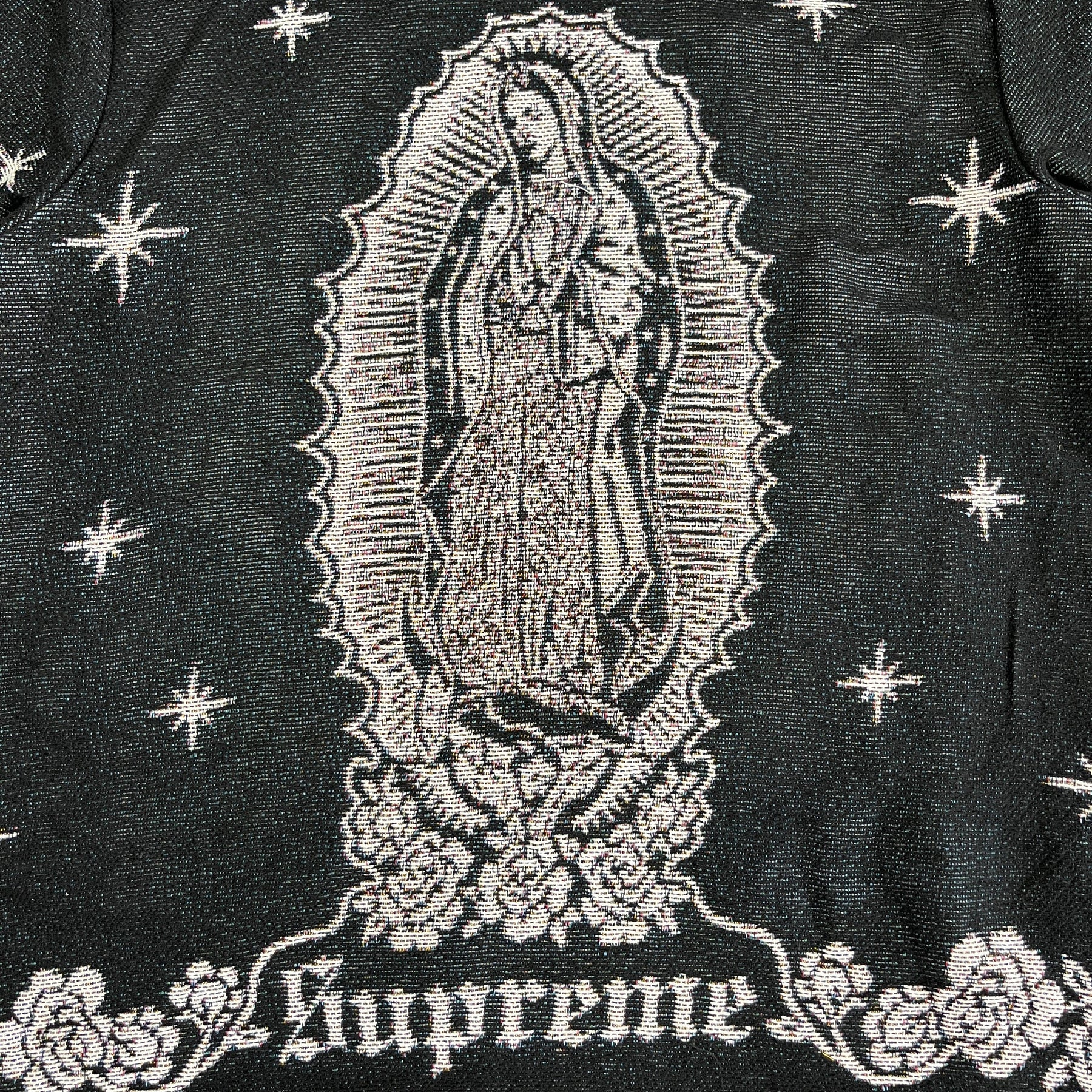 RDMCLOTHINGART tapestry hoodie VIRGENCITA BLACK TAPESTRY TEE